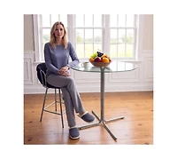 flynama 36" Round Tempered Glass Bar Table with Silver 4-Claw Base