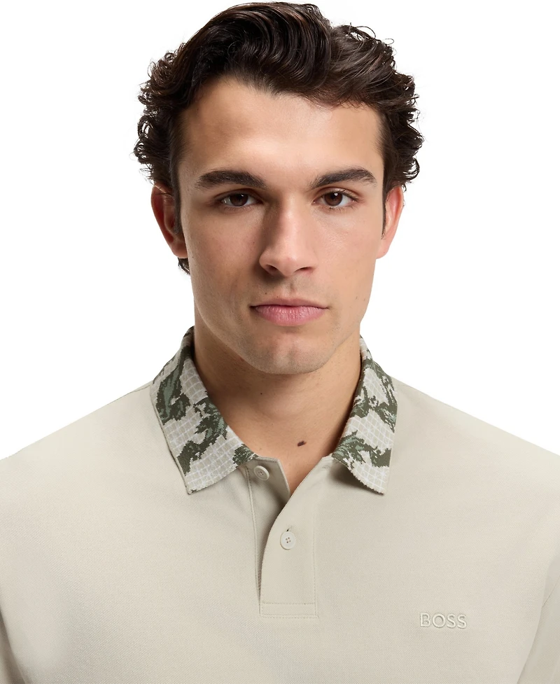 Boss by Hugo Men's Relaxed-Fit Jacquard Collar Polo Shirt