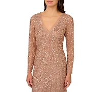 Adrianna Papell Petite V-Neck Beaded Dress