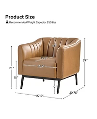 Hulala Home Byanka Industry Wide Faux Leather Chair with Channel Tufting