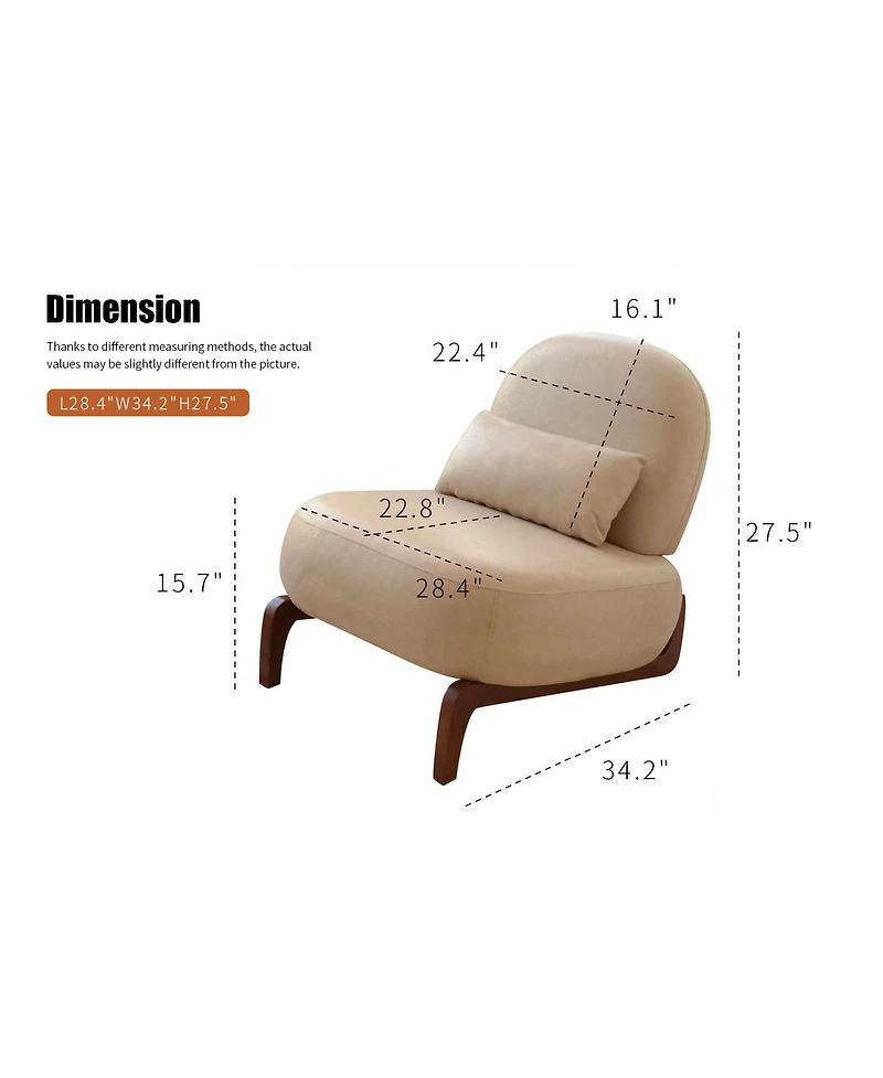 Streamdale Furniture Faux Leather Armless Accent Chair with Wood Legs