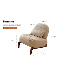 Streamdale Furniture Faux Leather Armless Accent Chair with Wood Legs