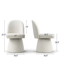 Maison Boucle Swivel Vanity Chair, Upholstered Fabric Makeup Armless
