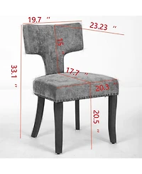Clihome Mid Century Modern Dining Chairs Set of 2, Farmhouse Chenille Fabric Upholstered Curved Backrest