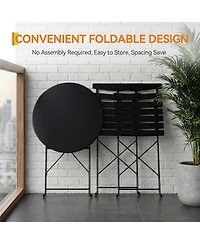 gaomon Folding Bistro Set 3pcs 2 Chairs and 1 Table, Outdoor Space-Saving Patio Furniture Set, Foldable Balcony Table for Garden
