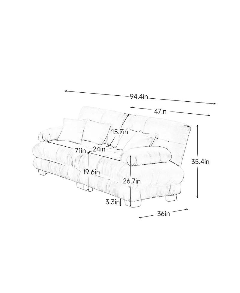 Maison Boucle 94.4'' Chenille Cloud Couch Loveseat, Deep Seat 2 Seater Sofa, Wood Frame