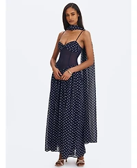 Miss Circle Women's Juliette Polka Dot Chiffon Maxi Dress