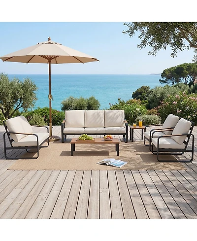 Tribesigns 6-Piece Outdoor Patio Furniture Set with 4 Sofas, 1Side Table and 1 Coffee