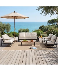 Tribesigns 6-Piece Outdoor Patio Furniture Set with 4 Sofas, 1Side Table and 1 Coffee