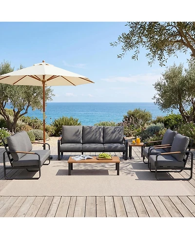 Tribesigns 6-Piece Outdoor Patio Furniture Set with 4 Sofas, 1Side Table and 1 Coffee Table