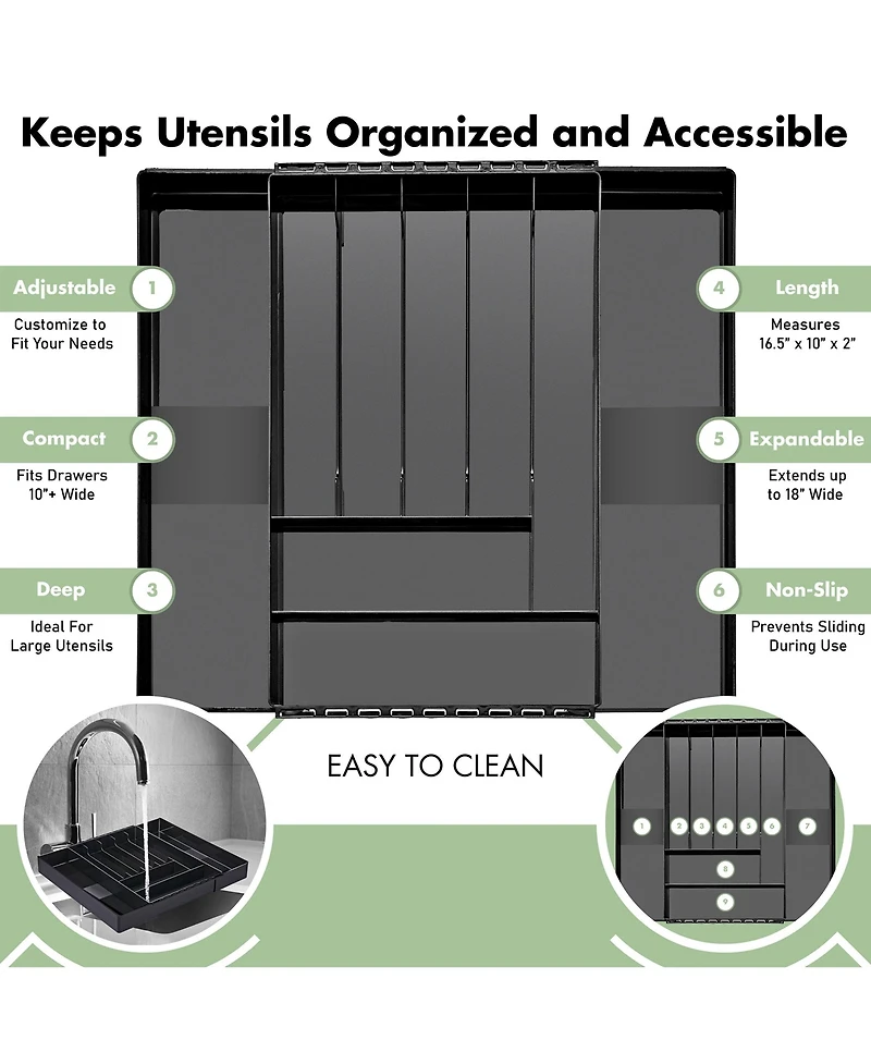 Sorbus Expandable Silverware Organizer - Multipurpose Flatware and Kitchen Storage Solution