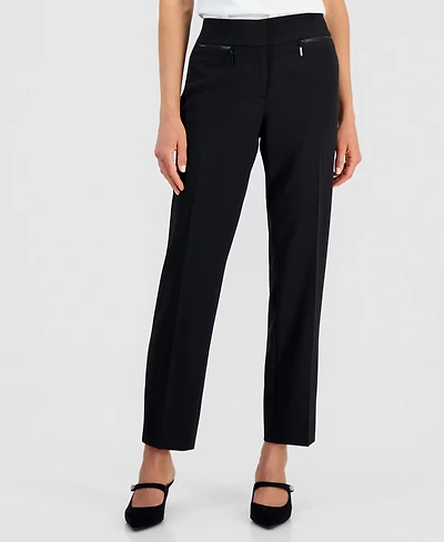 Kasper Women's Ava Straight-Leg Zip-Pocket Pants