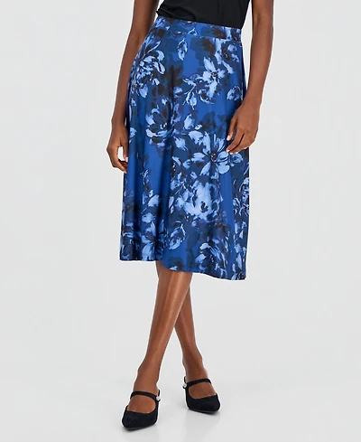 Kasper Women's Printed Pull-On A-Line Midi Skirt