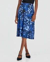 Kasper Women's Printed Pull-On A-Line Midi Skirt