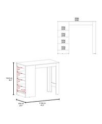 flynama Compact Counter Table with 4 Storage Shelves for Small Spaces