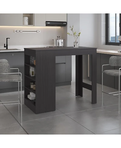 flynama Compact Counter Table with 4 Storage Shelves for Small Spaces