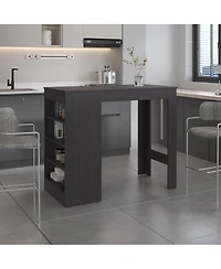 flynama Compact Counter Table with 4 Storage Shelves for Small Spaces