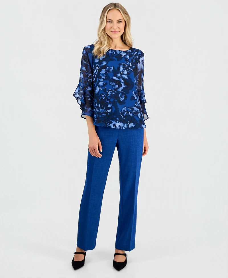 Kasper Women's Boat-Neck Ruffle-Sleeve Blouse