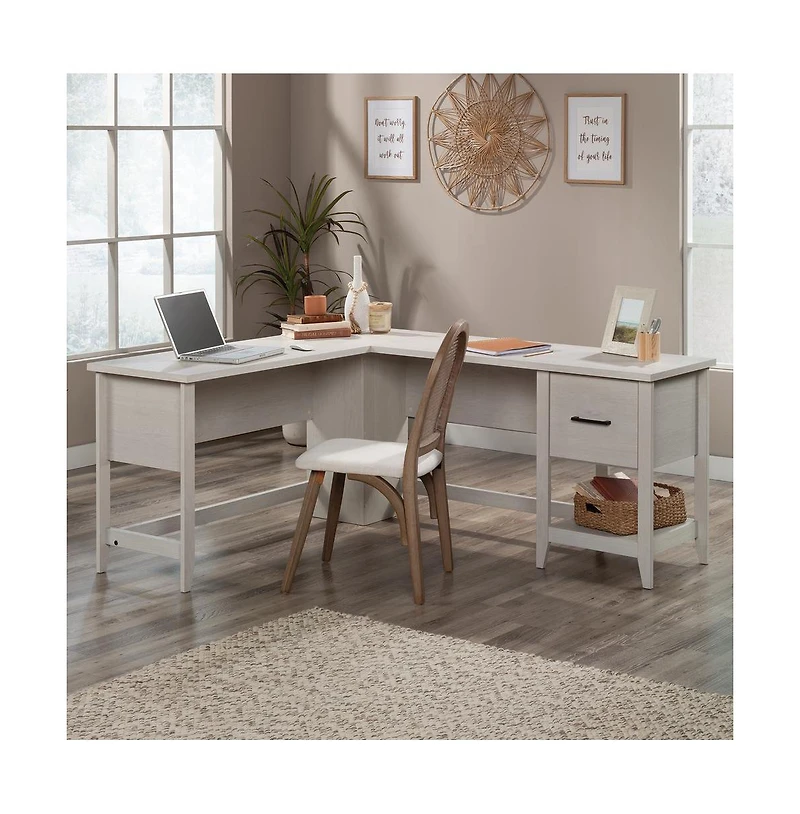 Sauder Summit Station L Desk, Glacier Oak finish