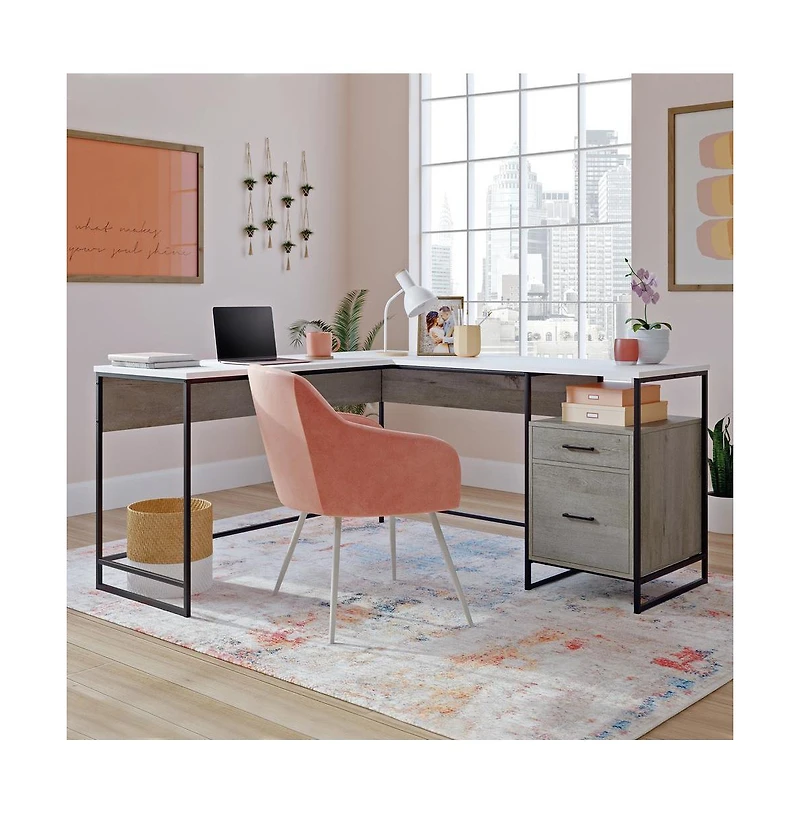 Sauder Tremont Row L Desk, Mystic Oak finish