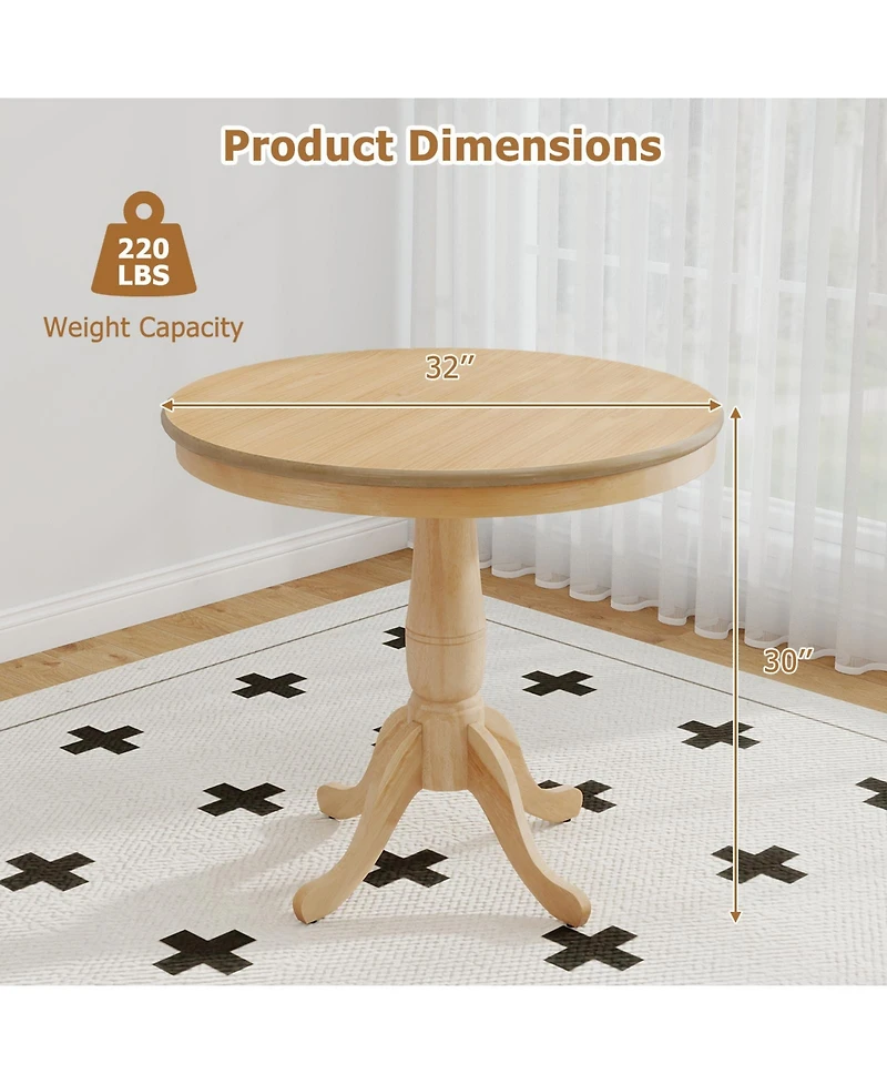 Gymax Round Pedestal Dining Table High Top Ped Table Kitchen Dining Room