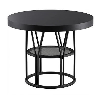 homfan 47 In Round Dining Table for 4-6 with Storage Shelf, Metal Frame and Mdf Top, Modern Kitchen Table for Dining or Work