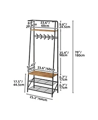 homfan Space-Saving Entryway Hall Tree With Single-Row Hooks and Top Storage Shelf, Sturdy Metal Frame Coat Rack Organizer