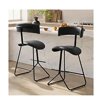 Gaomon 25 Inch Counter Height Bar Stools Set of 2, Modern Faux Leather High Barstools with Back and Metal Leg, Chairs for Kitchen Island