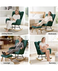 Gaomon Modern Teddy Fabric Rocking Chair, High Back Glider Rocker - Cozy Reading Armchair with Soft Cushion for Living Room, Nursery, Bedroom