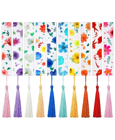Gnuadz Flower Bookmark Transparent Floral Tassel Page Marker