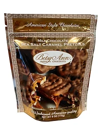 Betsy Ann Chocolates Classic Sea Salt Caramel Pretzels, 4 Pack