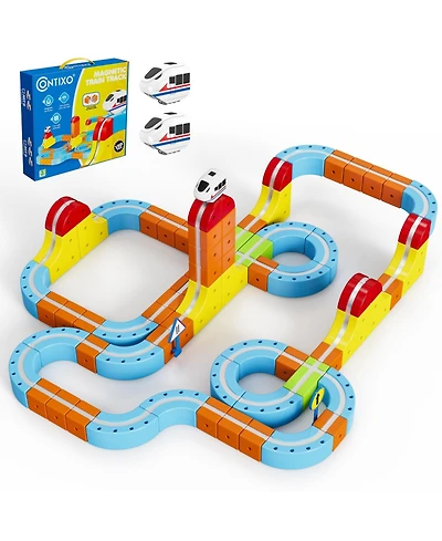 Contixo MT2 Magnetic Train Track Set 150PCS with 2 Motorized Trains Stem Building Toy for Kids