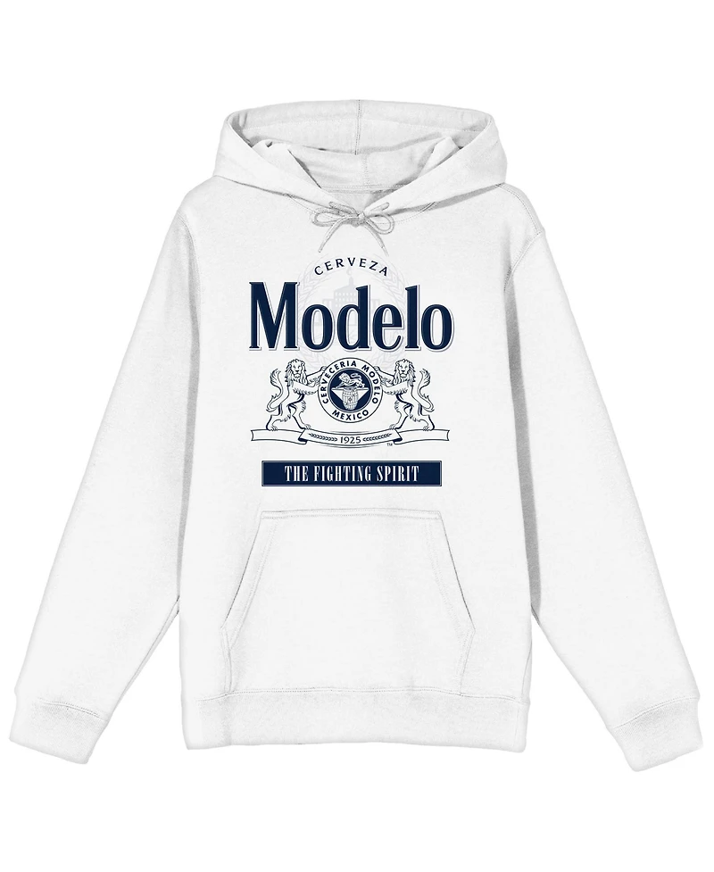 Modelo Men's The FIghting Spirit Long Sleeve White Adult Hooded Sweatshirt -3XL
