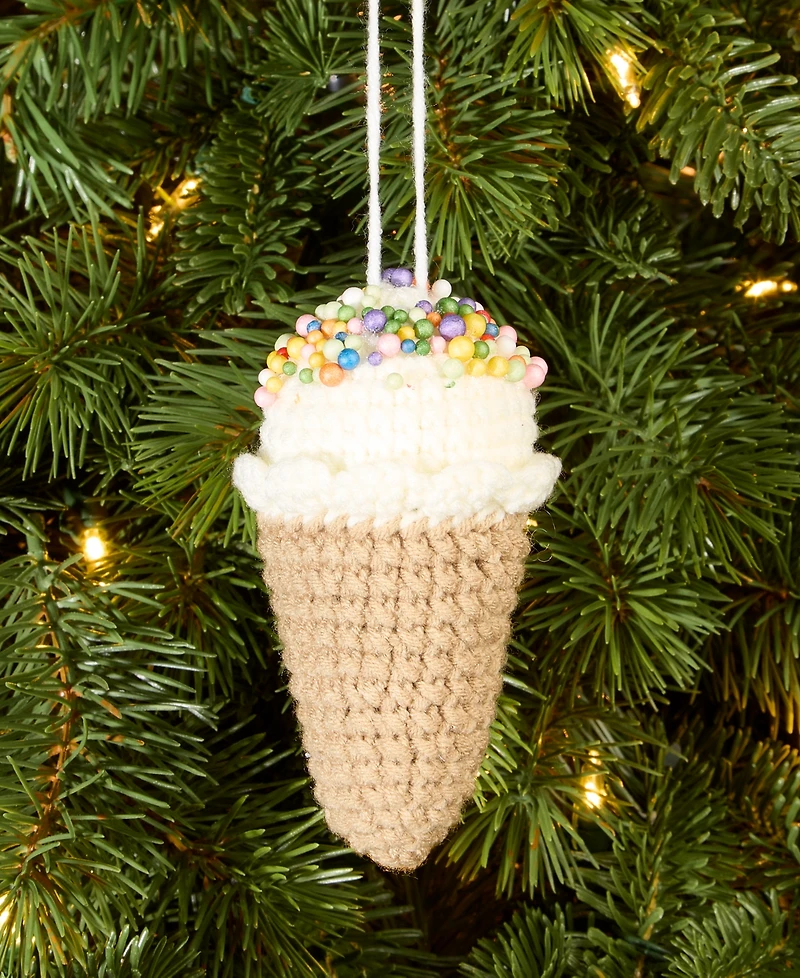 Holiday Lane Nutcracker Sweets Crochet Ice Cream Cone Ornament, Macy's Exclusive