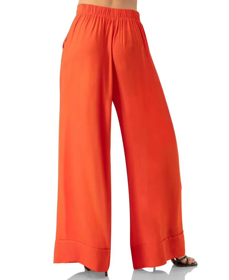 Ivonne Women's Light Weight Wide-Leg Straight Pants