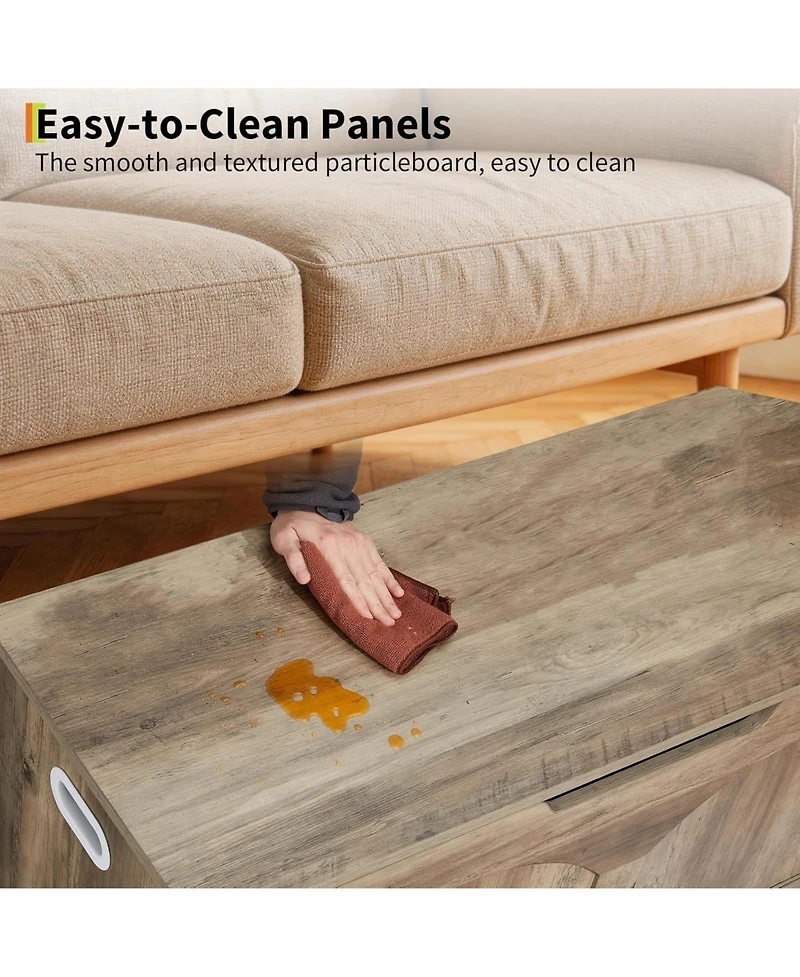 Gaomon 39.3" Retro Wooden Storage Bench - Storage Chest with U-Shaped Cut-Out Pull, Safety Hinge, Supports 300 lbs, Easy Assembly