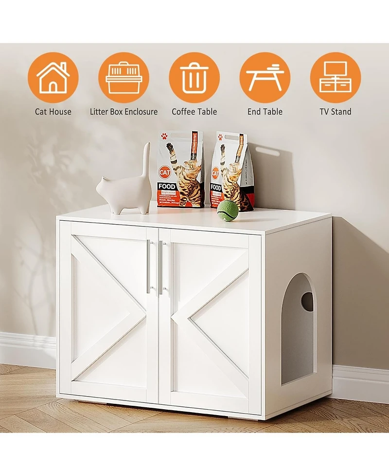 Gaomon Cat Litter Box Enclosure,Hidden Litter Box Furniture,Wooden Litter Box Enclosure Furniture,Indoor Cat House,Side End Table, Tv Stand
