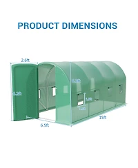 Gaomon Galvanized Steel 15x7x7FT Walk in Greenhouses for Outdoors with Pe Cover and Door for Gardening, Vegetables