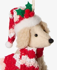 Holiday Lane Pets Golden Dog with Santa Hat Ornament, Macy's Exclusive