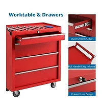 Gaomon 4-Drawer Portable Tool Storage Cart, Rolling Tool Chest Cabinet, Lockable Toolbox Organizer