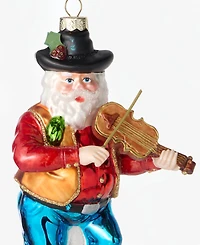 Holiday Lane Texas Glass Cowboy Santa Ornament, Macy's Exclusive