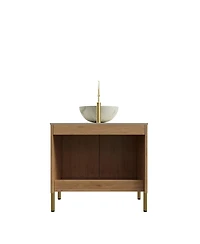 Sillysis 30 Inch Modern Bathroom Vanity with Ceramic Basin, Sintered Stone Countertop, Soft Close Double Doors Storage
