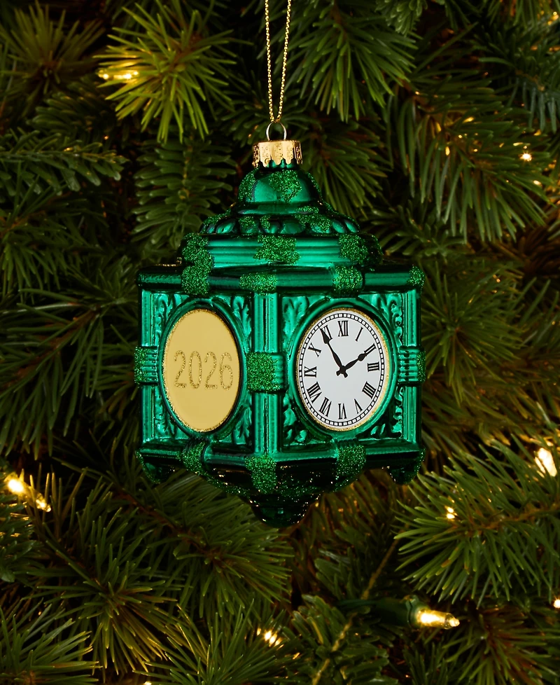 Holiday Lane Marshall Fields Green Clock Ornament, Macy's Exclusive
