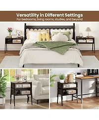 Gymax 2PCS Stackable End Table Night Stand Bedside Table Shelf Accent Table