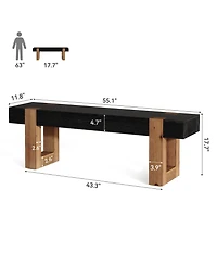 Tribesigns Solid Wood Bench, 55" Farmhouse Wooden Entryway Bench with Sturdy Legs, End of Bed Bench Seats