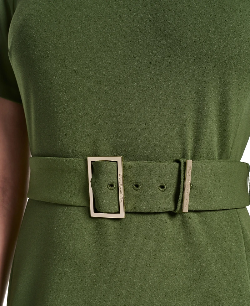Karl Lagerfeld Paris Women's Scuba Crepe Sheath with Shoulder Buttons Dress
