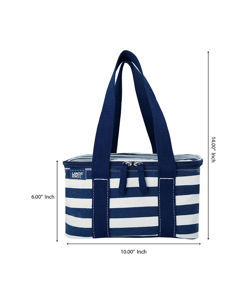 Lands' End Rectangular Small Cooler Bag Insulated 1.5 Gal, Canvas Soft Cooler with Tote Handles and Zip Closure