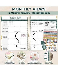 Gnuadz 2026 Hardcover Planner Weekly Monthly Stickers Tabs