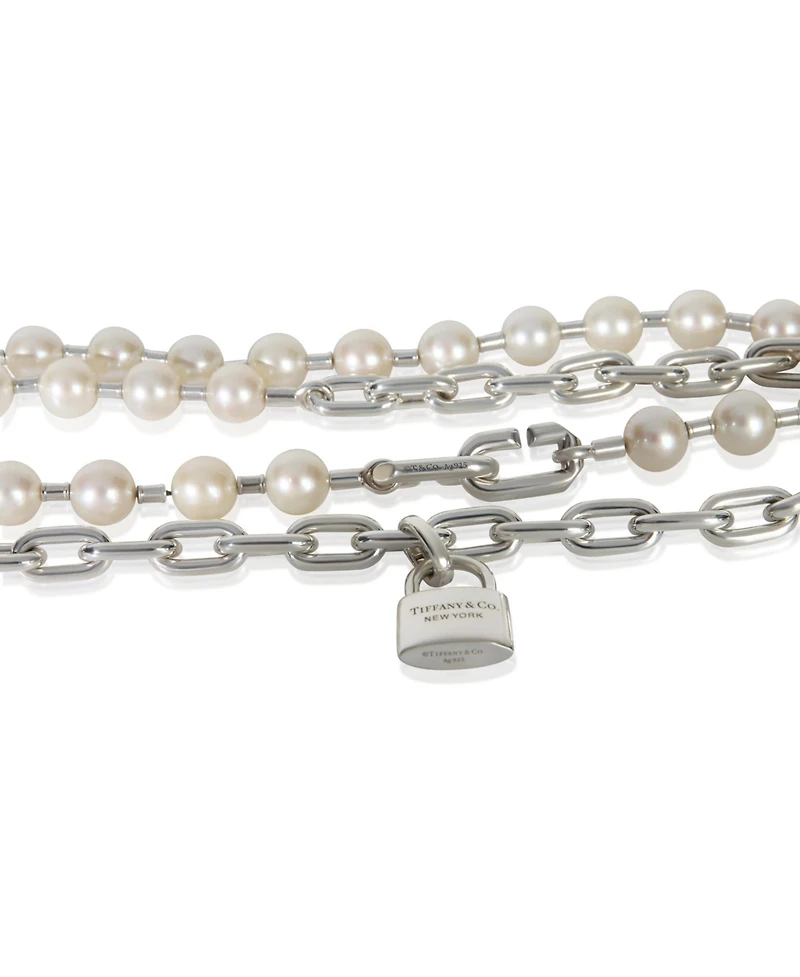 Pre-Owned Tiffany & Co Sterling Silver Pearl HardWear Wrap Necklace