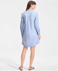 Lands' End Women's Oxford Long Sleeve Button Front Shirt Dress
